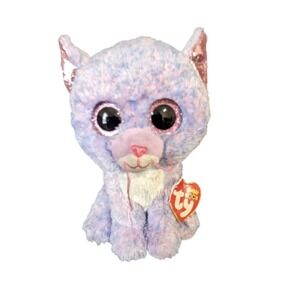 Ty Beanie Boos Sophie the Cat Purple Pink Multi Glitter Eyes Plush 6 Inch